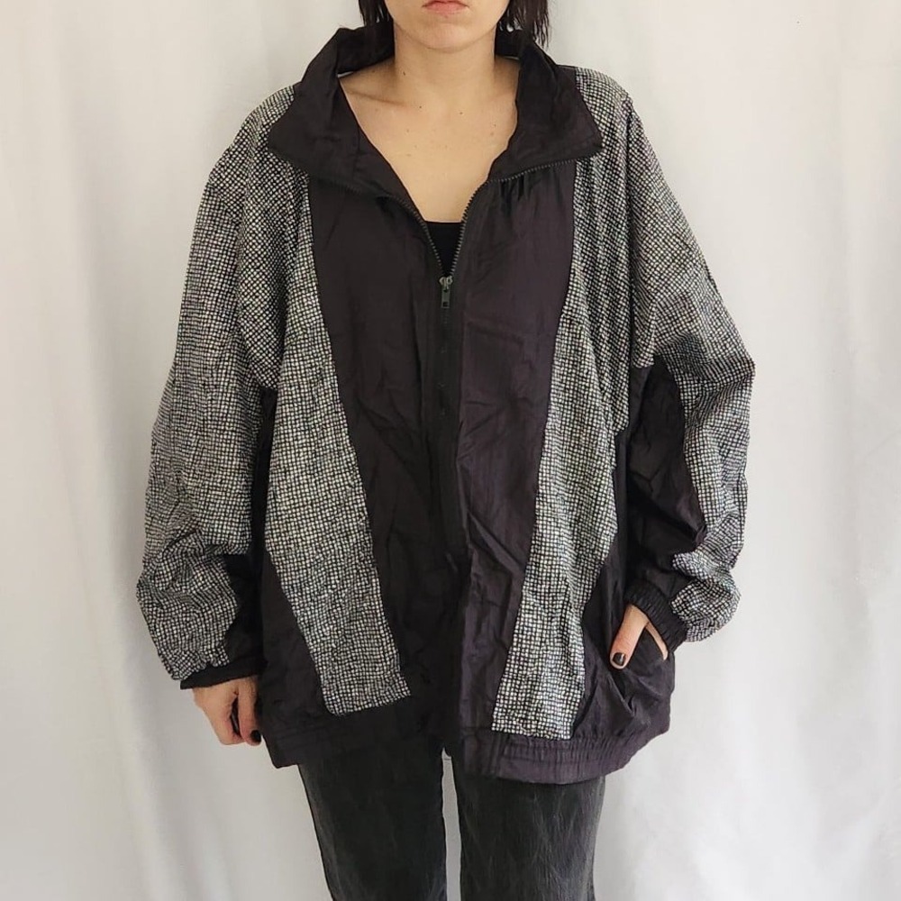 90s Black and White Windbreaker